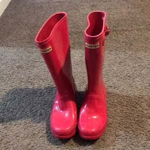 Pink kids hunter boots